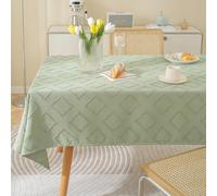 Elegant Solid Green Linen Tablecloth for 8-10 Seater Dining Table, 135x300cm with Fringe - Perfect for Home Decor, Parties, and Special Occasions