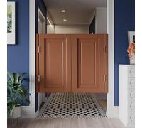 Elegant Solid Wood Cafe Doors -Swinging Design with Metal Hinges for Kitchen & Bar Perfect for Home & Commercial Spaces (Brown 90x100cm)