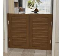 Elegant Solid Wood Cafe Swinging Doors - Durable Louvered Double Door with Stainless Steel Hinges(Brown,90x70cm)