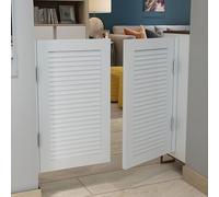 Elegant Solid Wood Cafe Swinging Doors - Durable Louvered Double Door with Stainless Steel Hinges(White,90x70cm)