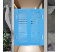 Elegant Solid Wood Cafe Swinging Doors - Indoor Louvered Saloon Door with Stainless Steel Hinges(Dark Blue,75x80cm)