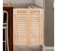 Elegant Solid Wood Cafe Swinging Doors - Indoor Louvered Saloon Doors with Metal Hinges for Kitchen, Bedroom, and Entrance Partition(Wood,80x70cm)
