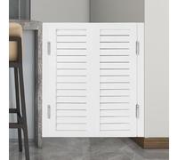 Elegant Solid Wood Cafe Swinging Doors - Indoor Louvered Saloon Doors with Metal Hinges for Kitchen, Bedroom, and Entrance Partition(White,90x90cm)