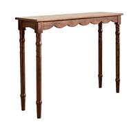 Elegant Solid Wood Console Table with Roman Column Legs Scalloped Edge Design Adjustable 80136cm Perfect for Entryway Foyer Hallway Décor (53in)