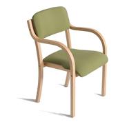 Elegant Solid Wood Dining Chairs with Armrests - Upholstered Kitchen & Living Room Lounge Chair Modern Office Chair Max Load 150kg Green Accent Seat for Reception & Café