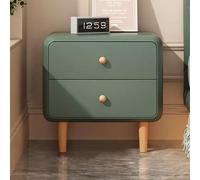 Elegant Solid Wood Nightstand with 2 Drawers Modern Microfiber Leather Finish Bedside Table for Bedroom Living Room & Office - Stylish Storage Solution (45x40x48cm)