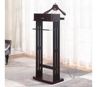 Elegant Solid Wood Suit Stand, Freestanding Men's Clothes Rack with Drawer, Pants Hanger & Sturdy Base, Stylish Suit nizer for Home or Office Decor