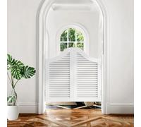 Elegant Solid Wood Swinging Cafe Doors - Durable Half Door with Auto Close Hinges for Kitchen & Bar Entrance(White,75x90cm)