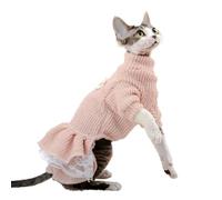 Elegant Spring Cat Clothes For Sphynx Pet Sphinx Pink Sweater Dress Kittens Costume Autumn Winter Devon Rex Ragdoll Lace Skirt