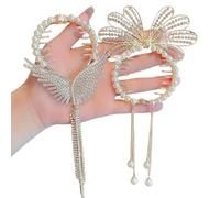 Elegant Spring Clamp Hair Pins & Clips - Various Styles with Fairy Tassels & Pearl Ornaments for Women & Girls - Hair Pins, Hair Clips,Stapler, Hair Tinsel, French Hair Pin, Banana Hair Clip (Wing)