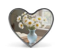 Elegant Spring Daisy Flowers Button Pin Fashion Heart Brooch Novelty Pinback Button Badges Exquisite Aluminum Alloy Heart Shape Lapel Pins for Dress Bag Accessories&Gift