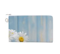 Elegant Spring Daisy Flowers Coin Purse Coin Pouch with Zipper for Men Women Portable Change Wallet Canvas Coin Bag