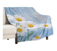 Elegant Spring Daisy Flowers Flannel Throw Blanket - 55"x70" Soft Lightweight Plush Blanket for Couch Bed Sofa, Oversized Camping Travel Blankets, Machine Washable Home Decor Gift for Men Women