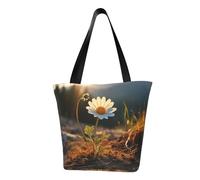 Elegant Spring Daisy Flowers Print Tote Bag For Women, Reusable Large Ladies Shoulder Bag Large Capacity Shopping Totes Fasion Handbag For Office, Shopping, Travel