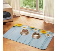 Elegant Spring Daisy Flowers Printing Pet Absorbent Leather Tablecloth,Pet Absorbent Leather Mat,Tidy Feeding Area For Dogs, Cats,Pets