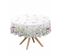 Elegant Spring Flower Floral Tablecloth Round Table Cloth 60 Inch, Holiday Tablecloth Waterproof Stain-proof Oilcloth Reusable Table Cover, for Dinner/Party/Picnic Decoration - Multicolor Plant