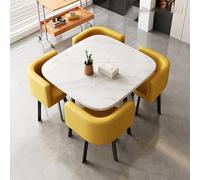 Elegant Square Dining Table Set with 4 Chairs - Perfect for Dining Room Balcony Café & Milk Tea Shop - Stylish Center Table & Chair Combination (Style 4)