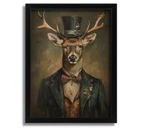 Elegant Stag in Suit Whimsical Deer Art Print Vintage Style Wildlife Decor Poster A4 - Wall Art Home Decor Movie Poster Canvas Film Cinema Retro Vintage Cult Classic Nostargic Saga Modern reprint we