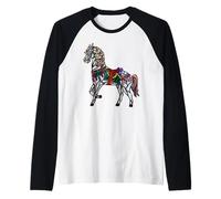 Elegant Stained Glass Merry Go Round Horse Raglan Baseball Tee