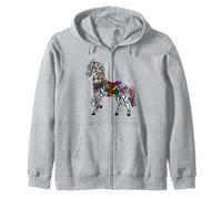 Elegant Stained Glass Merry Go Round Horse Zip Hoodie