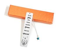 Elegant Stainless Steel Book Mark with Star Charm, Inspirational Starry Quote, Gift Box Included, Metal Bookmark for Book Lovers, Retirement Gifts, Friendship Gifts, Reading Accessories (Style 2)