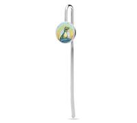 Elegant Stainless Steel Bookmark with Crystal Glass Decoration, Vintage Book Mark A Cute Crocodile on A Rainbow Background Bookmark Perfect Reading Gift for Book Lovers, Women & Men, 1"