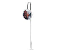 Elegant Stainless Steel Bookmark with Crystal Glass Decoration, Vintage Book Mark England UK Retro London Telephone Bookmark Perfect Reading Gift for Book Lovers, Women & Men, 1.2"