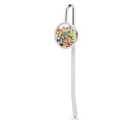 Elegant Stainless Steel Bookmark with Crystal Glass Decoration, Vintage Book Mark Happy Face Pattern Bookmark Perfect Reading Gift for Book Lovers, Women & Men, 1.2"