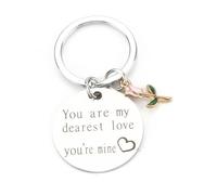 Elegant Stainless Steel Keychain with Rose Charm, 'You Are My Dearest Love You're Mine' Quote, Perfect for Couples, Valentine's Day Gifts, Cute Keychain Accessories for Women, Modern Simple Design