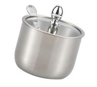 Elegant Stainless Steel Sugar Container Glass Lid Kitchen Storage Jar For Storing Salt Candy Seasoning Kitchen Condiment Storage