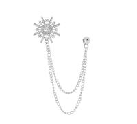Elegant Star Brooch Tassel Chain Lapel Pin for Women Unisex Shiny Crystal Rudder Brooches Vintage Retro Shield Octagram Badge Corsage Galaxy Statement Holiday Party Jewelry Gifts (Silver)