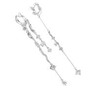 Elegant Star Long Tassels Ear Cuff Clip Not Piercing Earrings Alloy Texture Clip Earring Accessory For Women Unique Ear Jewelry