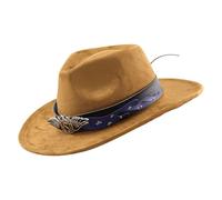 Elegant Star Trim Homburg Patriotic Hat with Patriotic Star Charm Woolen Wide Brimmed Western for Casual Wear Unisex Western for Women Men Bulk Khaki