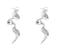 Elegant Sterling Silver Spiral Geometric Dangle Earrings - Chic Statement Jewelry for Fashionable Women - Eye-catching and Stylish AccessoryDeft Processed