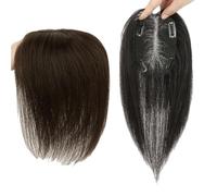 Elegant Straight Hair Topper For Thinning Hair 100% Real Human Hair Pieces For Women Silk Base Clip In Top Wiglets Layered Hair Extensions For Daily Use(Brown,25cm)