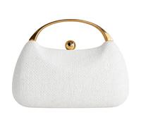 Elegant Straw Woven Beach Handbag Clutch Purse for Women Wedding Evening (White) (Style 4)