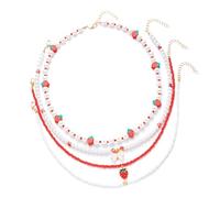 Elegant Strawberry Beaded Necklaces Jewelry Simple Design Adornment Adds Sweet Charm For Various Styles Strawberry Bead Necklace, A, as described, as described