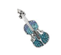 Elegant Sturdy Alloy Violin Pin With Stylish Rhinestones Ideal Gifts Portable For Musicians Trendy Jewelry Accessory Instrument Lapel Pin