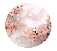Elegant Style Circular Carpet 100cm - Washable Pink Cherry Blossom Pattern Round Area Rugs Soft Non Slip for Reading Nook Home Office Sofa
