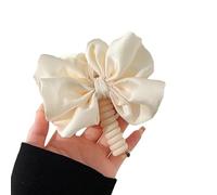 Elegant Style Large Size Bow Hair Tie Telephone Line Hair Band Female Bubble Braid Hair Braid Magic Tool Hair Tie Rope Hairbands(1pc Beige)
