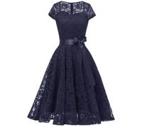 Elegant Summer Lace Short Prom Dress Short Sleeve Dark Red Blue White Solid Fairy Princess Kawaii Floral Bandage Casual Dresses-3-XL