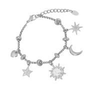 Elegant sun and moon charm Crystal Accents Stainless Steel Lightweight Daily wear jewelry Sun and Moon Inspired Fashion, Silver, See Description, See Description