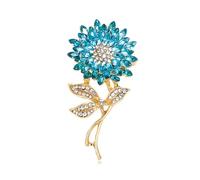 Elegant Sunflower Rhinestone Flower Brooch for Women Gold-Toned Crystal Leaf Daisy Blossom Brooches Lapel Pins Dainty Dress Accessories Wedding Valentine Jewelry, M, Metal, no gemstone