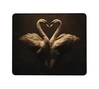 Elegant Swan Design Mouse Pad, Vintage Beige Watercolor Stitched Edge Mousepad, Non-Slip Washable Gaming Mouse Pad for Home and Office Use Square 8x10 Inch
