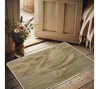 Elegant Swan Doormat, Beige Swan Design for Spring Outdoor & Indoor Welcome Mat, Non-Slip and Waterproof, Easy to Clean Decorative Entrance Rug 29x17 Inch