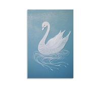 Elegant Swan Formed from Flowing Minimal Lines, Floating on A Pale Blue Solid Canvas of Calm. Artistic Wall Mural Modern Hanging Decor Poster16x24inch(40x60cm)