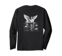 Elegant Swan On Water with Lotus Flowers Long Sleeve T-Shirt