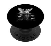Elegant Swan On Water With Lotus Flowers PopSockets Adhesive PopGrip