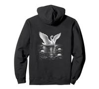 Elegant Swan On Water With Lotus Flowers Pullover Hoodie