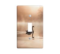 Elegant Swan Switch / Outlet Cover Plate, Misty Lake Scene Ethereal Brown for Quiet Wall Accents, Thermoplastic Wall Plates, Single Size Rocker